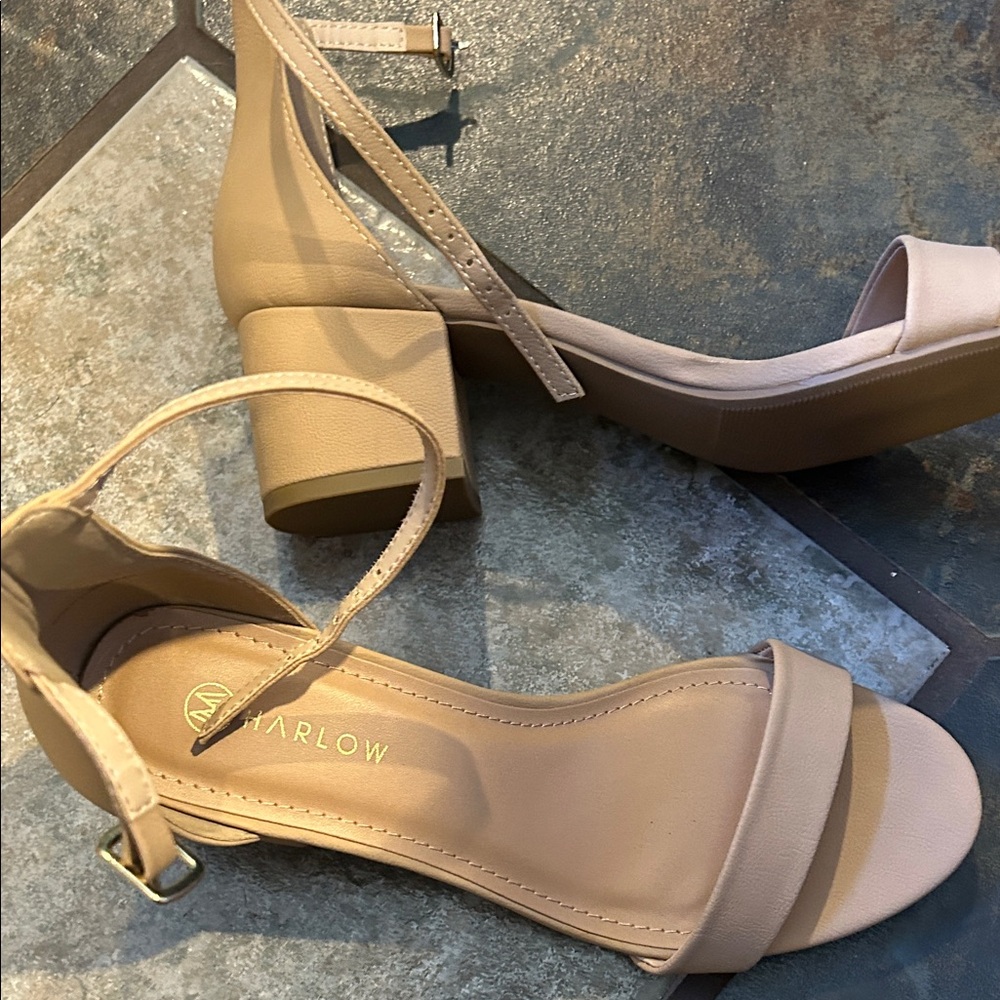 Harlow Nude Strappy Block Heels